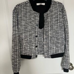Madden. Black and White Tweed Bomber Jacket. With a matching cropped top.